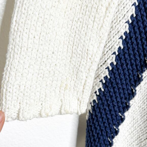 JULIETTE JAKE Asymmetric Hem Cape Cardigan Sweater Color Block Navy White Size S - Picture 5 of 7